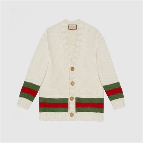 cardigan gucci colorato|Gucci web cardigan.